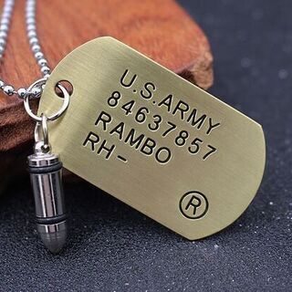 US ARMY 米軍 DOG TAG ドッグタグ ネックレス Gold