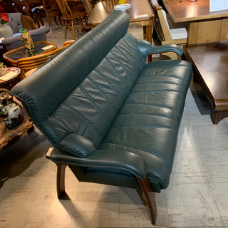 JF3372 富士ファニチア（富士ファニチャー）3人掛け2人掛け革張りソファー