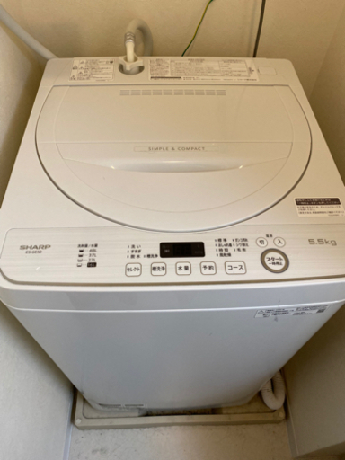 【数々のアワードを受賞】 全自動洗濯機 SHARP 【保証期限内】シャープ 5.5kg ES-GE5D-W ホワイト系 洗濯機