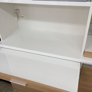 J647 松田家具 キッチンボード 食器棚 ベレットレンジ ライト 160 ナチュラル／ホワイト 1560×485×2065 クリーニング済み J647 松田家具 キッチンボード 食器棚 ベレットレンジ ライト 160