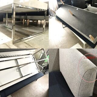 札幌近郊　送料無料　SOGOKAGU相合家具■ソファ■応接■オフィス■1P×2脚　3P■IDC OTSUKA大塚家具 センターテーブル　4点セット