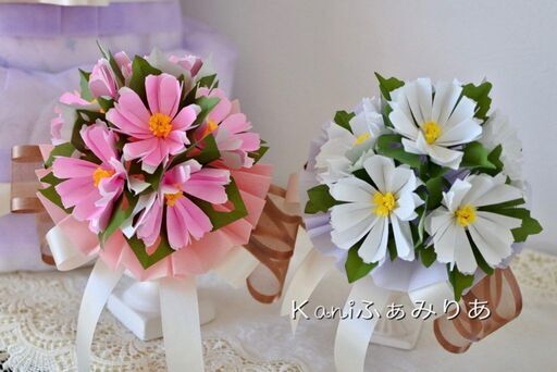 お花の折り紙ブーケ教室 花origamiぶーけ コスモスの折り紙ブーケ Kaniふぁみりあ 岩倉のものづくりの生徒募集 教室 スクールの広告掲示板 ジモティー