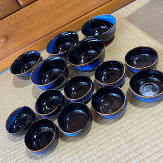 丼と小鉢のセット　黒　青