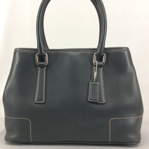 COACH オールドコーチ 黒レザー オープントートバッグ