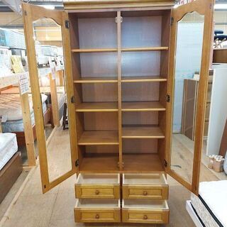 【愛品倶楽部柏店】　ｋａｒｉｍｏｋｕ　カリモク　２枚扉引出付書棚　本棚　【問い合わせ番号　１５５-０１８１１９　００２】