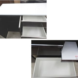 ミドルレンジボード 幅140 ブラウン 木目 ニトリ アルミナ2 鏡面 ダークブラウン キッチンカウンター レンジ台 キッチンボード ラック 食器棚 札幌 西野店