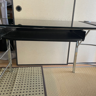 お話し中】パソコンデスク ガラスPCデスク L型☆中古