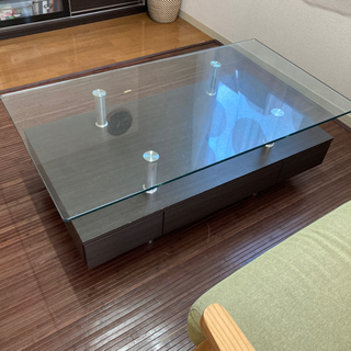 【ネット決済】ニトリ　ガラストップテーブル　リビングテーブル