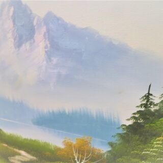 絵画 油彩 風景画 額縁 アンティーク風 山 自然 額 アート 美術品 絵 ゴールド 苫小牧西店