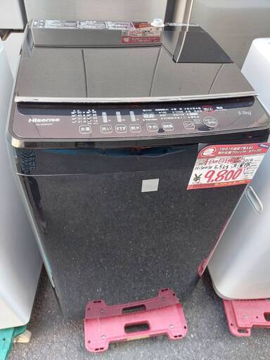 ☆中古 激安！！￥9,800！！Hisense　5.5kg洗濯機　2016年製　幅54cmｘ奥行54cmｘ高さ95cm　HW-G55E4KK型　【BBJ039】