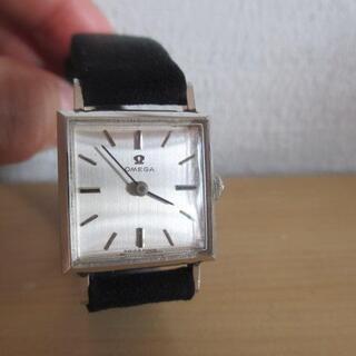 ◆オメガ　レディース 腕時計 ◆手巻き 　pt950　レザーベルト