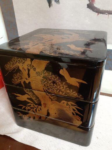 791 明治二十九年沈金重箱金蒔絵4重高級時代物