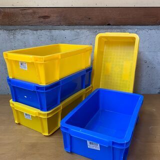 プラスティクコンテナBOX4.5L/黄色３個・青色２個の 5個セ...