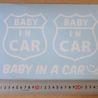 【ネット決済・配送可】BABY IN CAR ステッカー　白