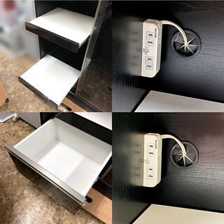 キッチンカウンター 食器棚 収納 ブラウン スライド ガラス扉 ハイ 