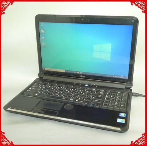 即使用可能 黒 ノートパソコン 中古良品 15.6型ワイド 富士通 AH53/C Core i3 4GB 500GB DVDマルチ 無線 webカメラ Windows10 Office