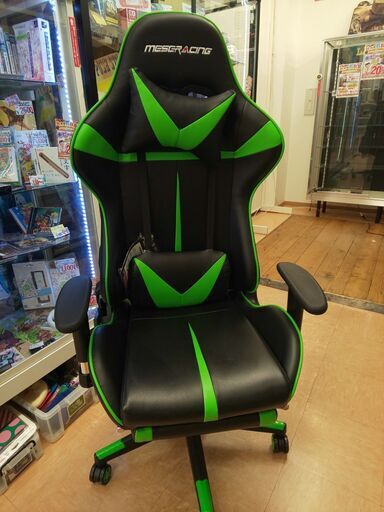 【モノマニア四日市】【引き取り限定】MESERACING ゲーミングチェアー グリーン　中古品