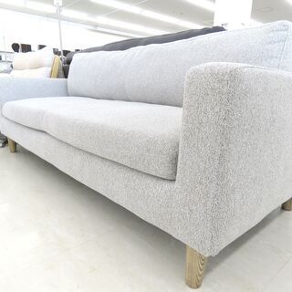 北海道/千歳市 2.5Pベンチソファ 布製 グレー系 幅約175×奥行約
