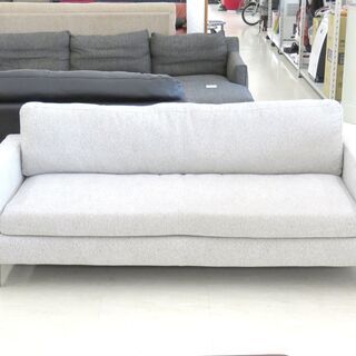 北海道/千歳市 2.5Pベンチソファ 布製 グレー系 幅約175×奥行約