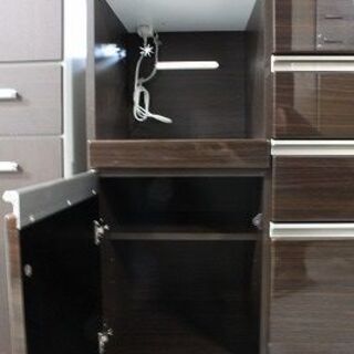 ニトリ キッチンボード ポスティア 幅100 ハイグロスブラウン ブルモーション レンジボード NITORI 食器棚 中古家具 店頭引取歓迎 R4226)