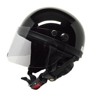可動式 シールド付き ハーフヘルメット 半キャップ ブラック 黒 人気のストリートタイプ 125cc以下のバイクにオススメ