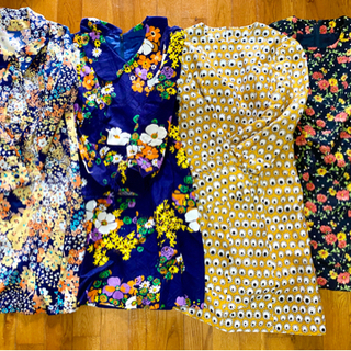 ビンテージレトロ古着22点◆ 生地　ボタン　ハンドメイド材料