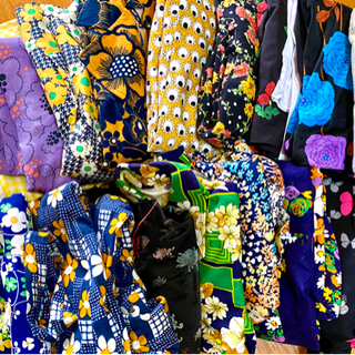 ビンテージレトロ古着22点◇ 生地 ボタン ハンドメイド材料