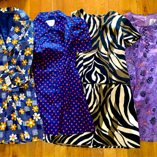 ビンテージレトロ古着22点◆ 生地　ボタン　ハンドメイド材料