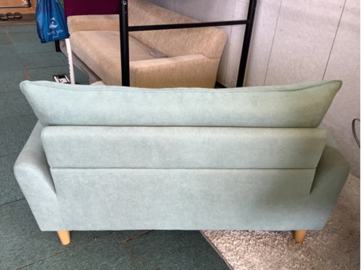 リサイクルサービス八光 田上店 配達・設置OK】ブルー 2人掛けソファ