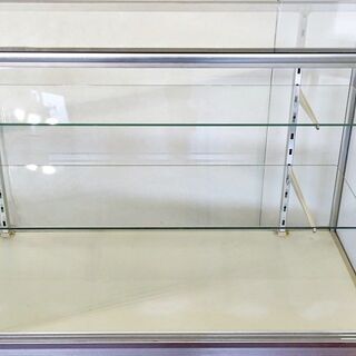 山口)下松市より 業務用 平型ガラスショーケース 棚板2枚 3段 幅182 