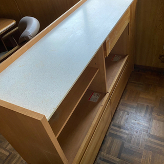 【ネット決済】アルダー材木 人工大理石天板キッチンカウンター