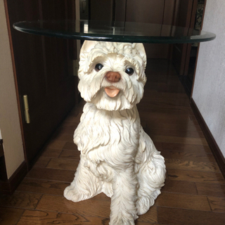 【ネット決済】犬のサイドテーブル　ガラステーブル