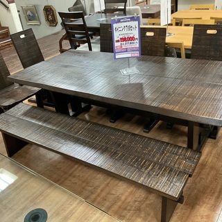 C1*17【ご来店頂ける方限定】和風ベンチダイニング7点セット