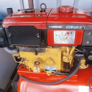 ☆中古品 5馬力 富士コンプレッサー SWB-35S ディーゼルエンジン（ヤンマー NFAD7）セル付き 実働品 建設機械 タイヤ交換☆ ☆中古品 5馬力 富士コンプレッサー SWB-35S ディーゼルエンジン