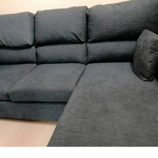 3人掛けカウチソファ L字 デニム - 3人掛けソファ 
