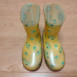 ■中古「長靴17.0cm カエル柄黄」