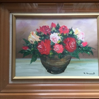 油絵　中谷忠弘　薔薇🌹　4号　Xmas🎅値下げ　3200→2500円に