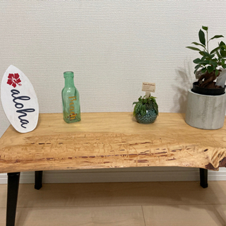 【ネット決済・配送可】一枚板テーブル(ヒノキテーブル)
