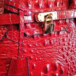 ミラノ発*BOLINI・最上級牛革・クロコダイル*ルビー・バーキン