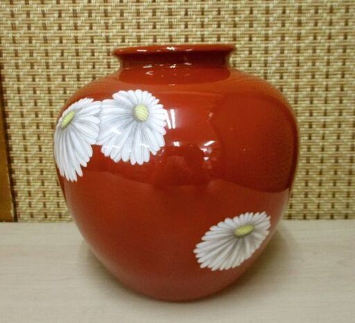 オールドノリタケ 赤地菊花文花瓶 高さ18cm 1955年頃 花器 花入 花生 フラワーベース 札幌 中央区