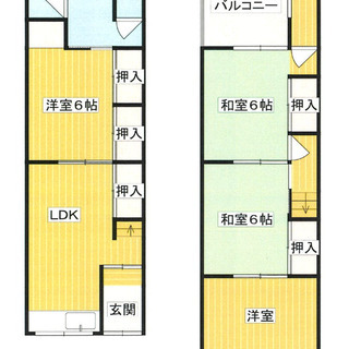 【戸建／賃貸】駅近！西三荘駅 徒歩4分 4DKテラスハウス（ペット可）