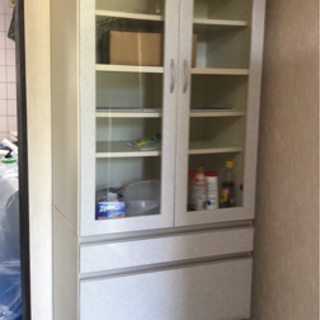 【ネット決済】キッチンボード　キッチン収納食器棚　台所収納棚　ホワイト
