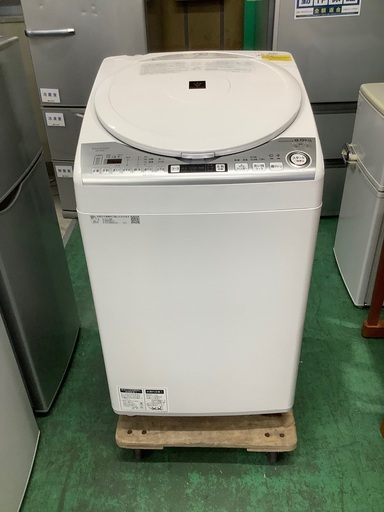 安心の1年保証付！！ SHARP　8kg縦型洗濯乾燥機　ES -TX8D-W  2020年製