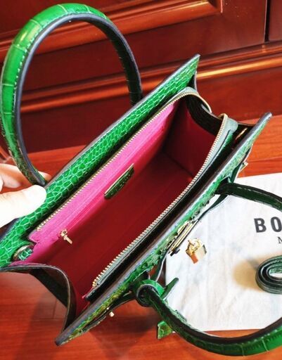 ミラノ発*ボリニ・最上級牛革・クロコダイル*エメラルド・バーキン