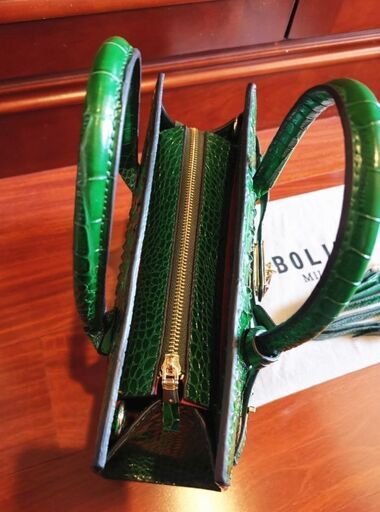 ミラノ発*ボリニ・最上級牛革・クロコダイル*エメラルド・バーキン