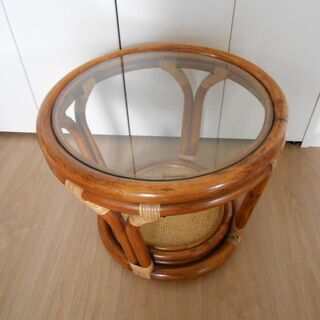 配送可】横浜老舗 籐家具メーカー カザマ センターテーブル リビング ...