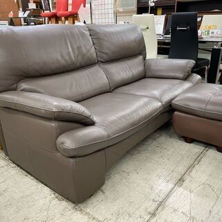 便利なスツールが付属！【愛品館 江戸川店】２Pワイド本革ソファ+スツール　ソファ　「お問い合わせ番号：156-009105-007」