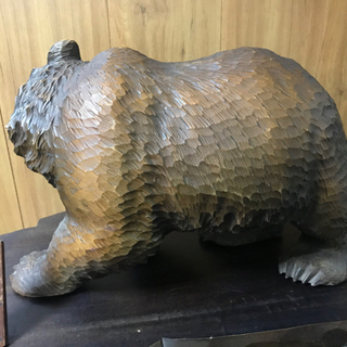 上山勇次作　木製クマ彫刻 北の王 その他 上山勇次 作◇ 『北の王』表情熊 北海道秀作民芸展知事賞