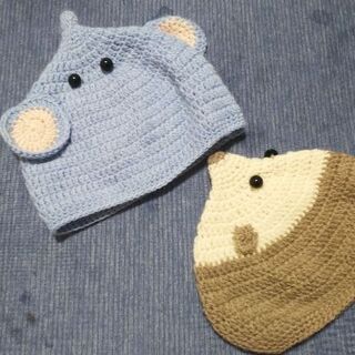 新生児帽子(手編み)