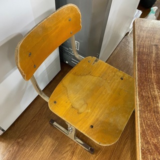 家具 小学校レトロ学習机&学習椅子セット 程度C